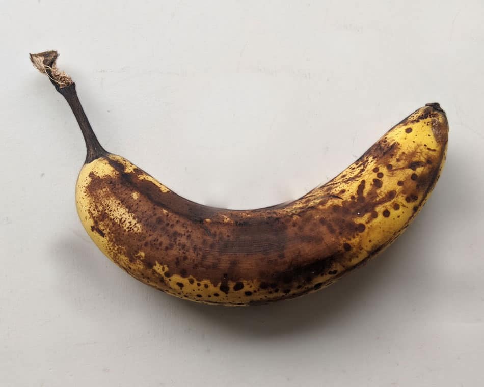 Example of overripe banana for making the best banana bread.